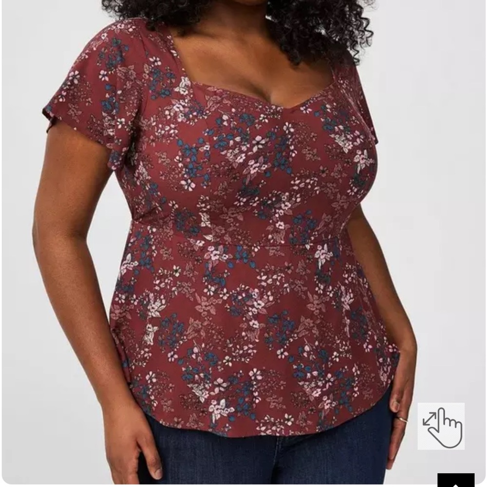 Torrid Challis Peplum Sweetheart Floral Top Size 1